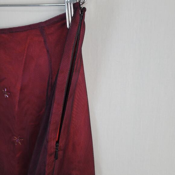 Vintage Express beaded tulle overlay skirt size 1/2 red black whimsigoth Y2K - Picture 5 of 8